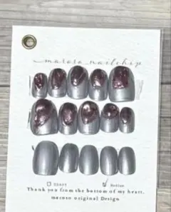 【美品】ネイルチップ シルバー ピンク ハンドメイド品