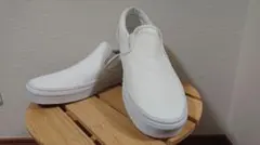 VANS ホワイト スリッポン　レザー　27cm
