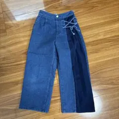 P.Plattes デニムブルー・ネイビー ワイドパンツ　140cmのサムネイル