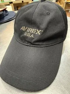【美品】AVIREX アヴィレックス メッシュキャップ ブラック 刺繍ロゴ