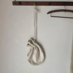 フランスアンティークリネン　巾着バッグ