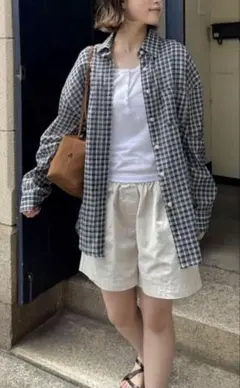 試着のみ　CANAL JEAN 長袖 チェックシアーシャツのサムネイル