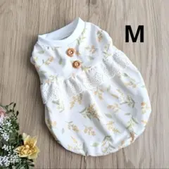 犬服　ハンドメイド　小型犬Mサイズ　接触涼感　ワンピース　春夏服　小花柄　伸縮性