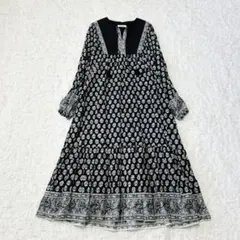 サニーレーベル◆ 花柄 オリエンタルコットンワンピース 切替 インド製