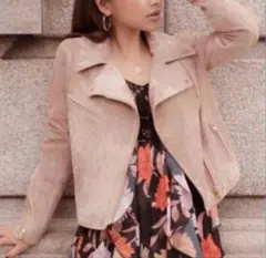 【eimy istoire】ベージュ スエード ライダースジャケット