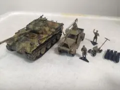 プラモデル 戦車 1/72 パンター A型、旧日本軍豊田エンジン起動車完成品