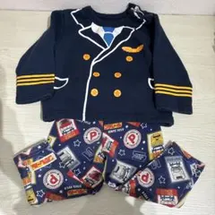 パイロット風トップスとプリントパンツセット