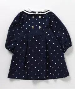 新品　アプレレクール　セーラー　カラー　ワンピース　前ボタン　紺 110