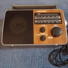 オーム電機 AM/FM ポータブルラジオ レトロ木目調のサムネイル