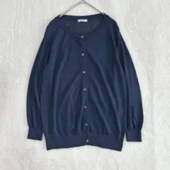 良品✨ シネマクラブ　春ニット　カーディガン　　花ボタン　ネイビー　可愛い