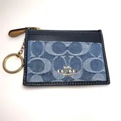 COACH デニム パスケース キーチェーン　カードケース　コインケース　ブルー