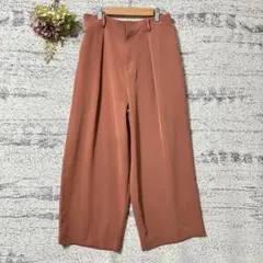 ユニクロ　ドレープワイドアンクルパンツ　ブラウン系　Lサイズ　クロップド丈