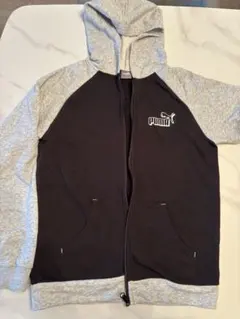 PUMA フルジップパーカー 160 黒/グレー