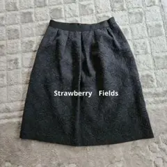 Strawberry Fields ブラック花柄ジャガード織り タイトスカート