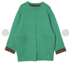 Re:EDIT ノーカラー起毛配色ニットコート