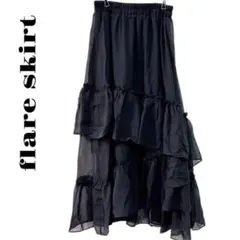 《お買得！》フレア スカート シアー 透け感 フリル Sサイズ 韓国ファッション
