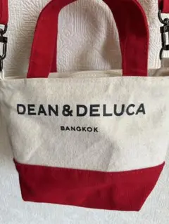バンコク限定 DEAN & DELUCA トートバッグ 小型 ベージュ/赤