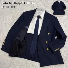 【未使用級✨】ポロラルフローレン　リネン　ブレザー　ダブル　金ボタン　紺ブレ