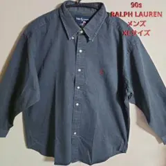 90sPolo Ralph Lauren ダークグレー ボタンダウンシャツ　LL
