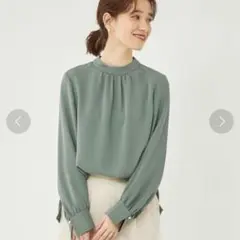 【未使用タグ付】green label relaxing スタンドネックブラウス