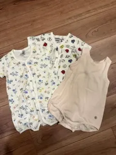 プチバトー　PETIT BATEAU 半袖ロンパース　３枚セット　12m