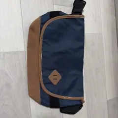 ネイビー×ブラウン ボディバッグ ウエストポーチ　訳あり品