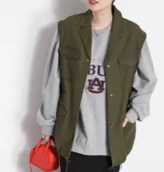 CEPO M オリーブ ノースリーブ ジャケット ベスト カーキ　秋服