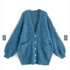 【新品】GRL ウール混シャギーニットカーディガン[kz361] ブルー