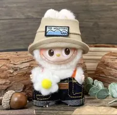 Labubu服 花デニムサロペット帽子セット 10〜10.5cm