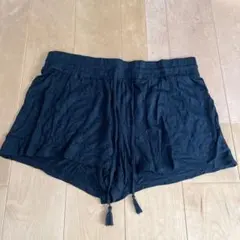 黒 ショートパンツ ウエストゴム　【Ｌ】ポケットあり