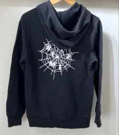 spider クモの巣デザイン パーカー ブラック sp5der クモの巣プリント ブラックパーカー - メルカリ