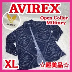 ☆超美品☆ AVIREX ミリタリー オープンカラーシャツ XL バンダナ 抜染のサムネイル