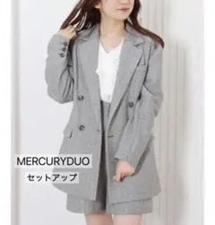 チェックジャケット& ハイウエストチェックショートパンツ セットアップ