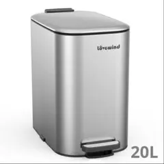 Lovewind 蓋付きゴミ箱　20L 細型　足踏み式 キッチン　ステンレス製のサムネイル
