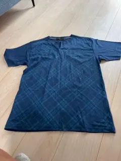 GIANNI VALENTINO Tシャツ ブルー チェック柄 Mのサムネイル