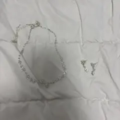 シルバー クリスタル ネックレス イヤリングセット