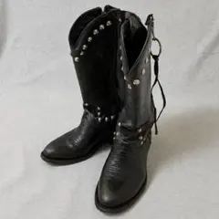 極美品☆ZARA ウエスタン カウボーイ ブーツ スタッズ サイドジップ 38