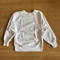 Champion 袖目あり ホワイト90s リバースウィーブ 刺繍タグ