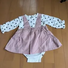 ドット柄長袖ロンパース カバーオール 70-80cm
