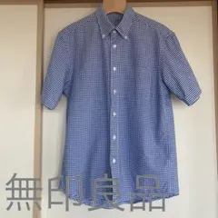 無印良品　メンズ　ボタンダウン　ギンガムチェック　半袖　シャツ　Sサイズ
