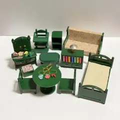 値下げ！シルバニアファミリー 緑の家具セット