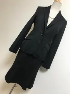 美品★ルスークストライプセットアップスーツ★ブラック★5945