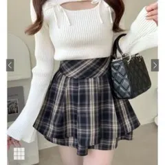 GRL インパン裏地付ティアードチェックミニスカート［dk1290］Lサイズ