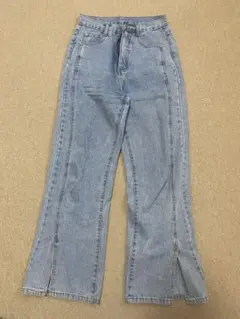 フロントスリットハイウエストデニムパンツ　cu300 GRL