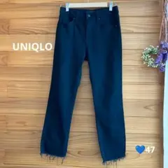 UNIQLO ブラックスキニーデニム フリンジ裾