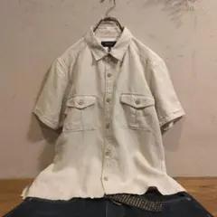 日本製 美品 麻100％【シップス ジェットブルー】ミリタリー シャツ　ベージュのサムネイル