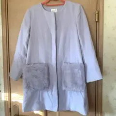 grove ノーカラー コート ファー もこもこ ポケット m