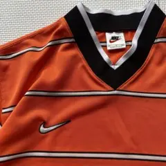 90s NIKE オレンジ ボーダー Vネック T S ジャージ素材 Y2Kのサムネイル