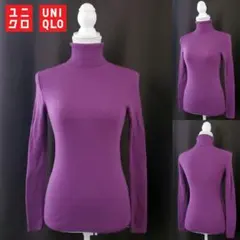 ◆Mサイズ◆ユニクロ エクストラファインメリノリブタートルネックセーターパープル