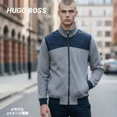 HUGO BOSS ボーダージップアップジャケット スウェッブルゾンナイロン切替